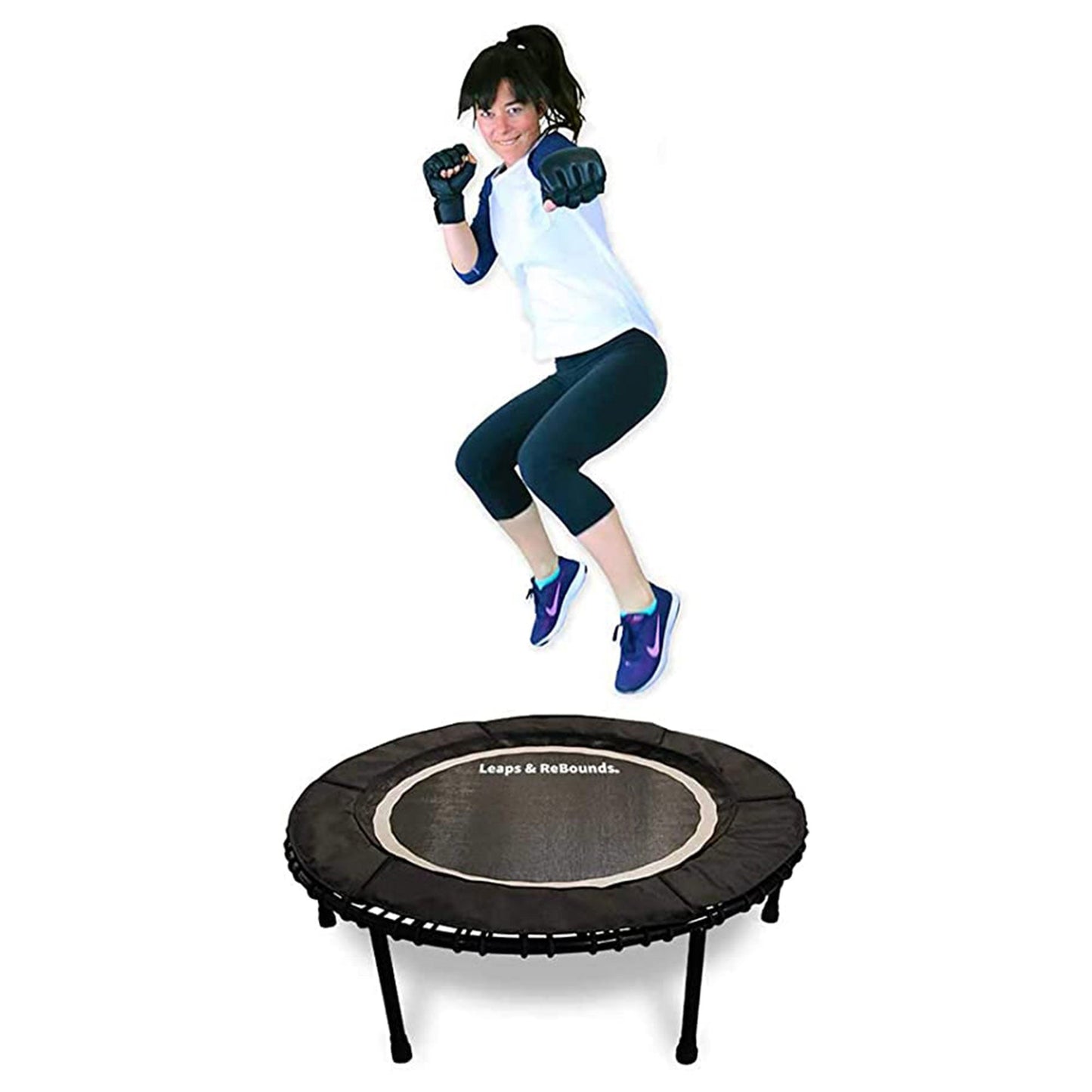 LEAPS & REBOUNDS 48" Adjustable Stability Bar with 48" Fitness Trampoline, Gray - 318057