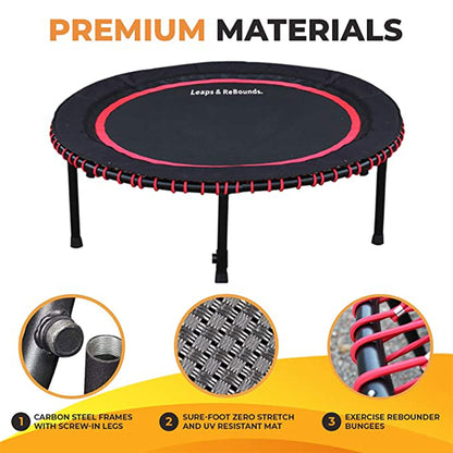 LEAPS & REBOUNDS 48" Adjustable Stability Bar with 48" Fitness Trampoline, Gray - 318057
