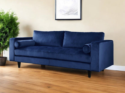 Modway Furniture 88" Navy Blue Velvet Sofa with Sleek Black Legs - Elegant Comfort for Modern Living Rooms! - 318808-HOMEROOTS