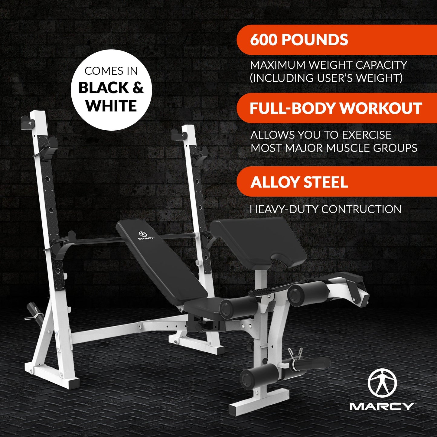 Marcy Weight Bench, Home Gym Exercise Equipment Workout Machine, White(Open Box) - 399882