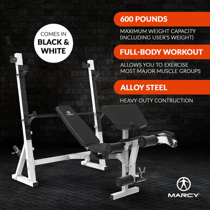 Marcy Weight Bench, Home Gym Exercise Equipment Workout Machine, White(Open Box) - 399882