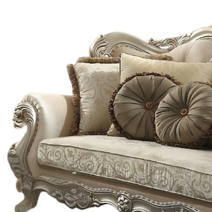 Modway Furniture 88" Champagne Velvet Curved Floral Sofa with Toss Pillows - Luxurious Comfort & Elegant Design - 348214-HOMEROOTS