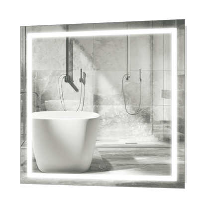 Krugg Icon 36" X 36" LED Bathroom Mirror w/ Dimmer & Defogger | Large Square Lighted Vanity Mirror ICON3636 - Backyard Provider