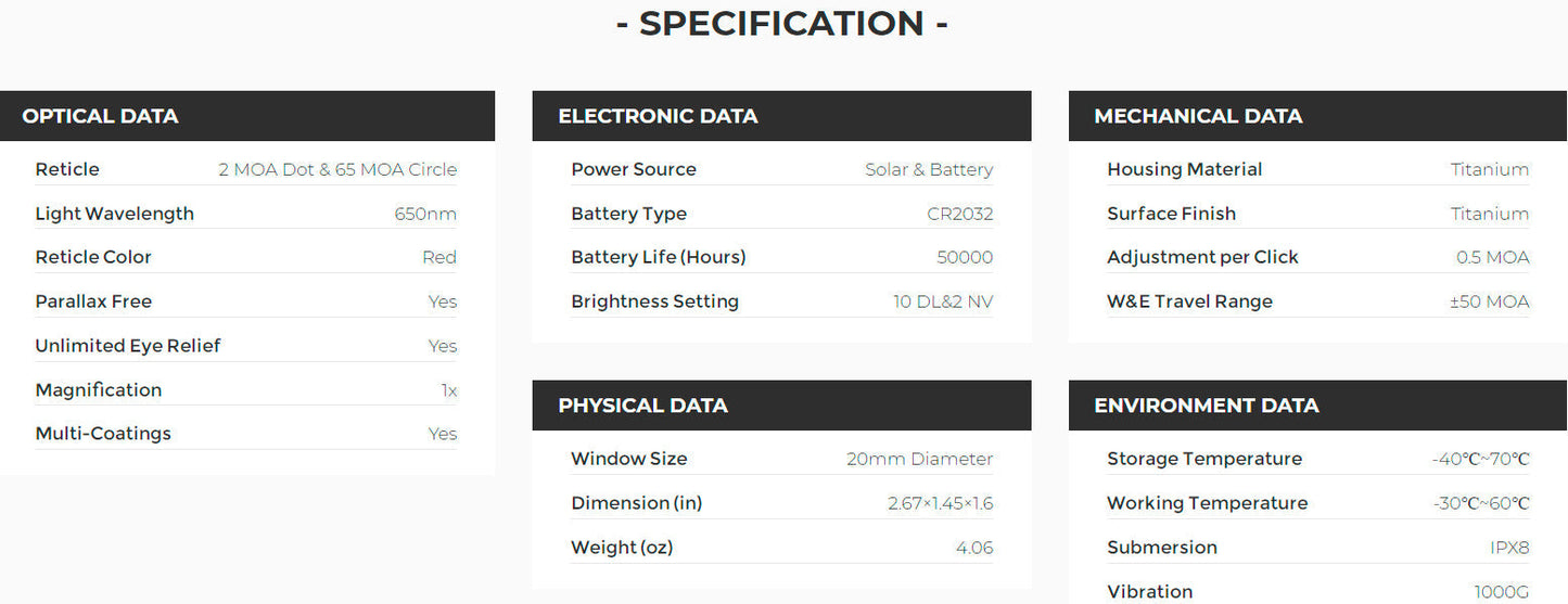 Holosun HE515CT-RD Circle Red Dot/Solar/Titanium Sight Lens Cleaning Pen, Extra Battery and Lens Cleaning Cloth Bundle