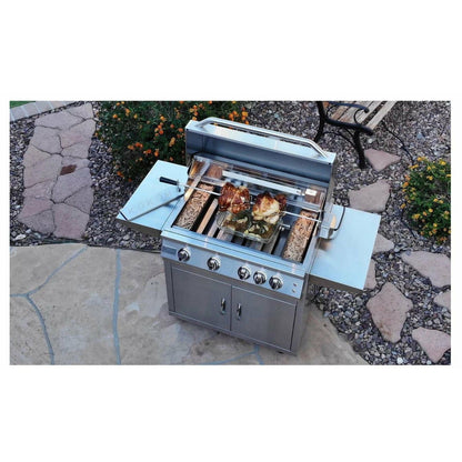 KOKOMO Professional 4 Burner 32 Inch Cart Model BBQ Grill With Lights & Locking Casters - KO-BAK4BG-PRO+KO-BAK4BG-C