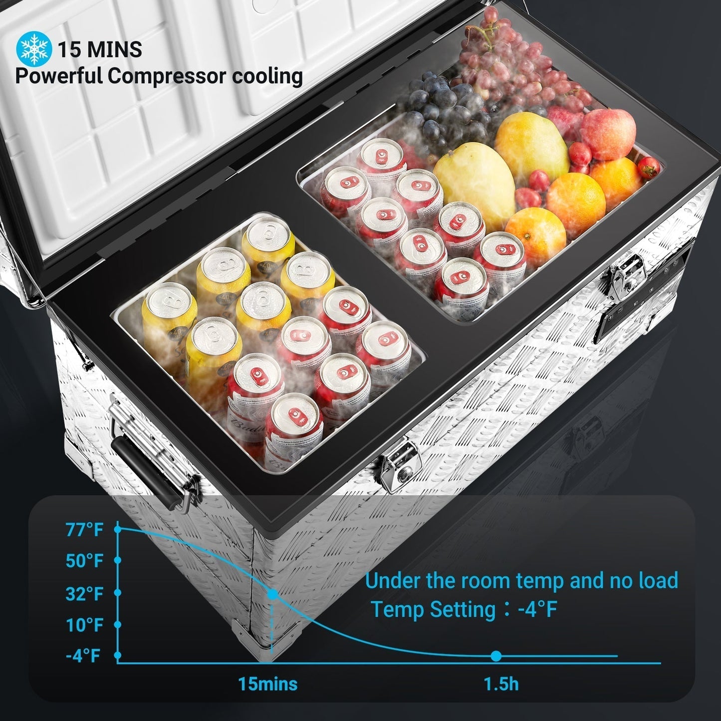 BODEGAcooler 45Quart/42L AL42 Dual Zone Portable Car Fridge - BG-AL42