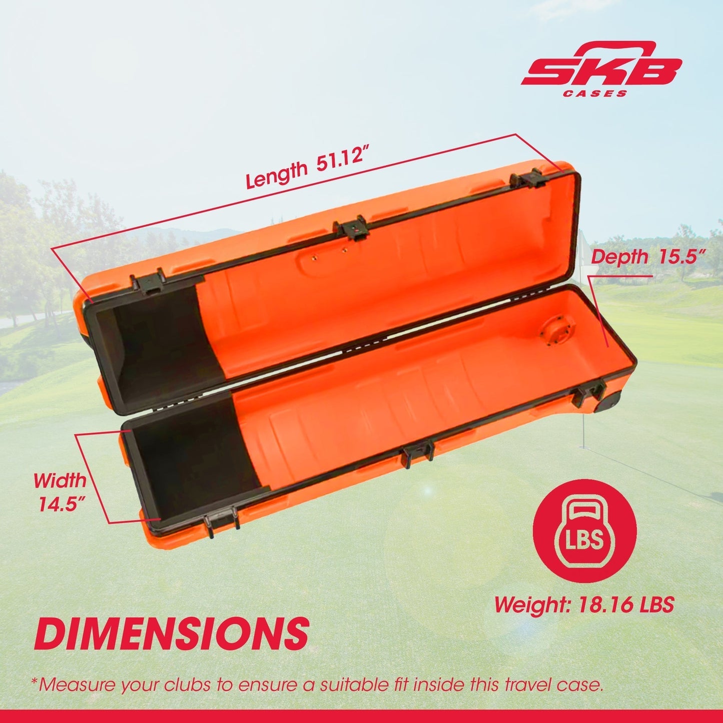 SKB Cases ATA Staff Pro XL Hard Plastic Storage Cart Golf Travel Case, Orange - 412823
