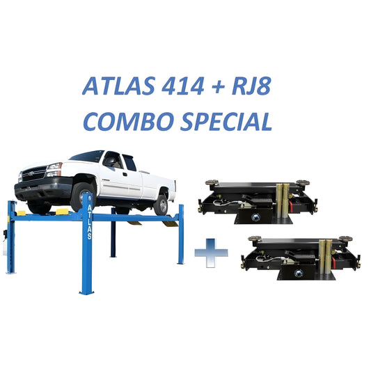 Atlas 414 14,000 LB 4-Post Lift + RJ8 Jacks Combo - ATEATTD-414-COMBO-FPD