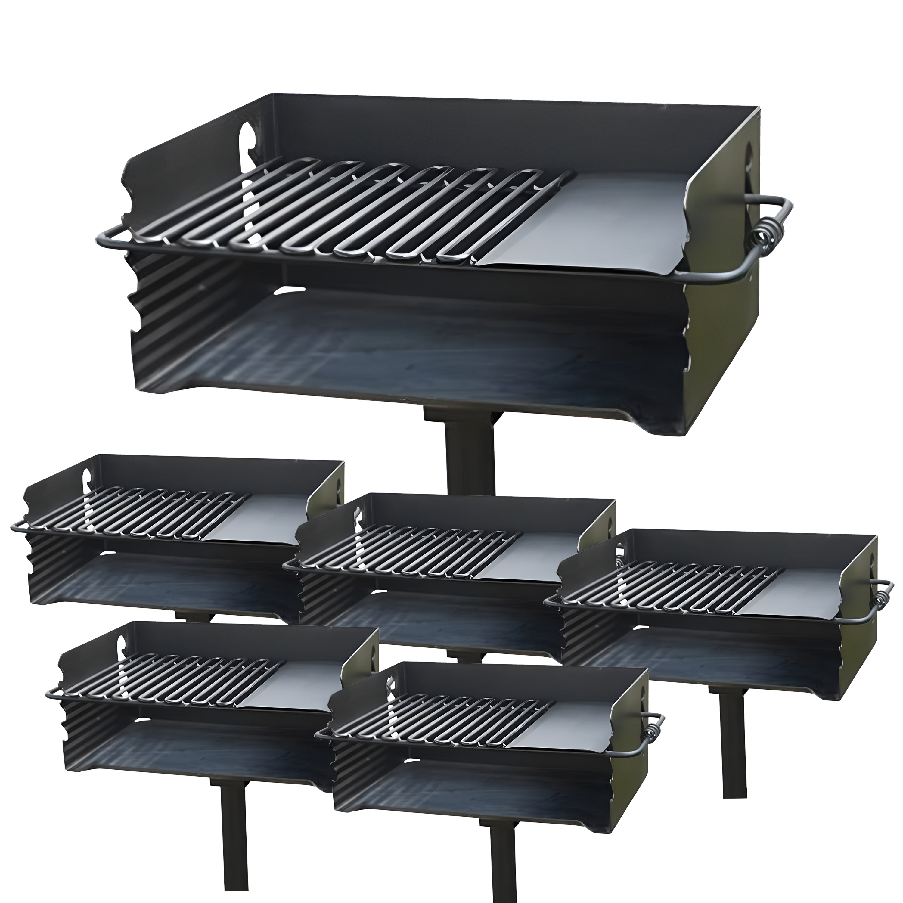 Pilot Rock CBP-135 Park Style Outdoor BBQ Charcoal Grill with Swivel, 6 Pack - 415879