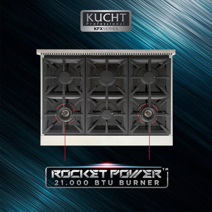 Kucht Professional 36" 5.2 cu. ft. Propane Gas Range in Olive Green with Silver Accents, KFX360/LP-G - KFX360/LP-G