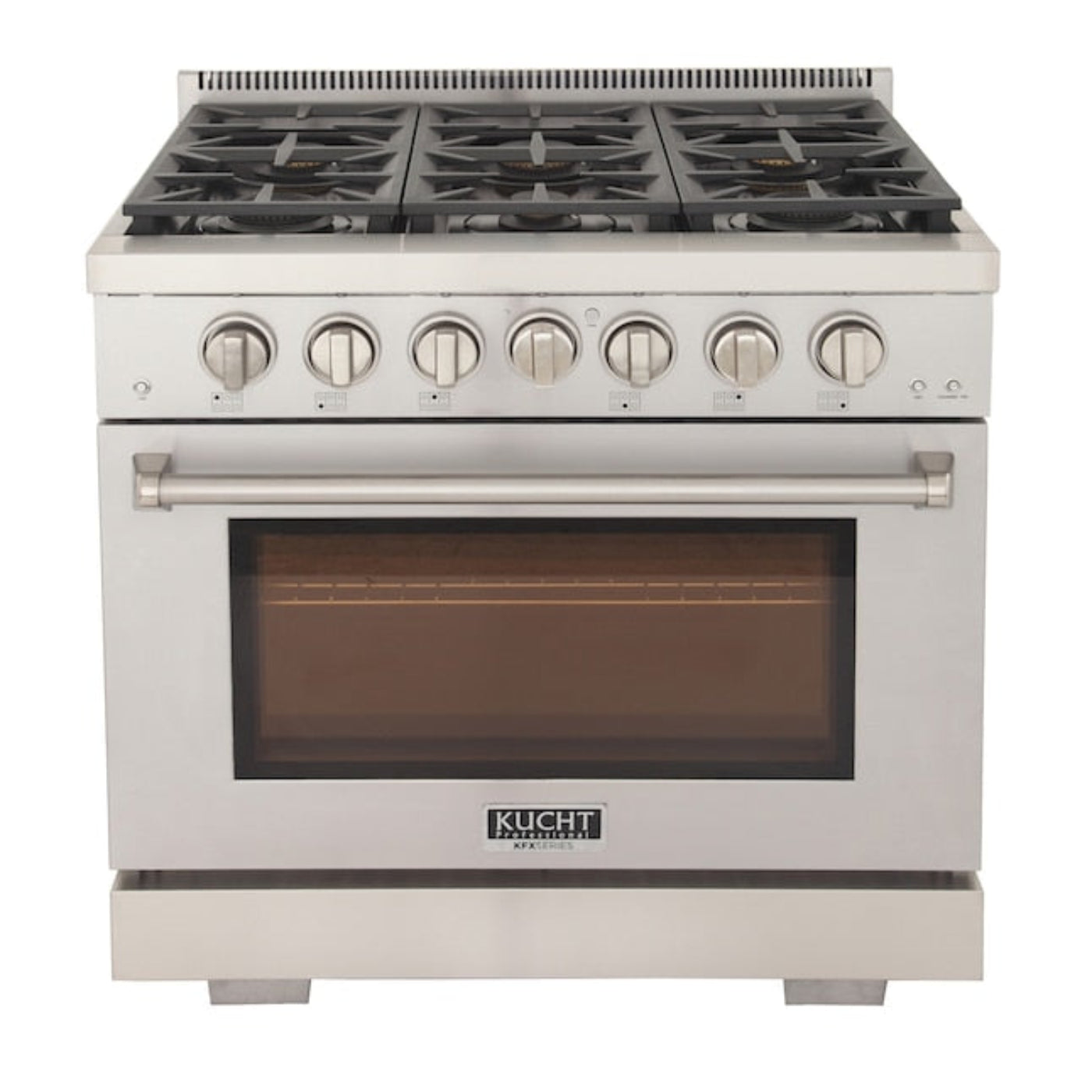 Kucht Professional 36" 5.2 cu. ft. Propane Gas Range in Stainless Steel with True Simmer Burners, KFX3600X/LP-S - KFX3600X/LP-S