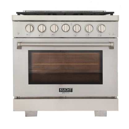 Kucht Professional 36" 5.2 cu. ft. Propane Gas Range in Stainless Steel with True Simmer Burners, KFX3600X/LP-S - KFX3600X/LP-S