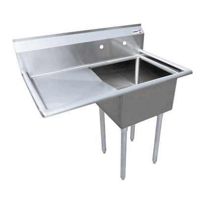Chef AAA - 43760, Commercial 1 Compartment Pot Sink 3.5" 1 Drain Board NSF - 43760