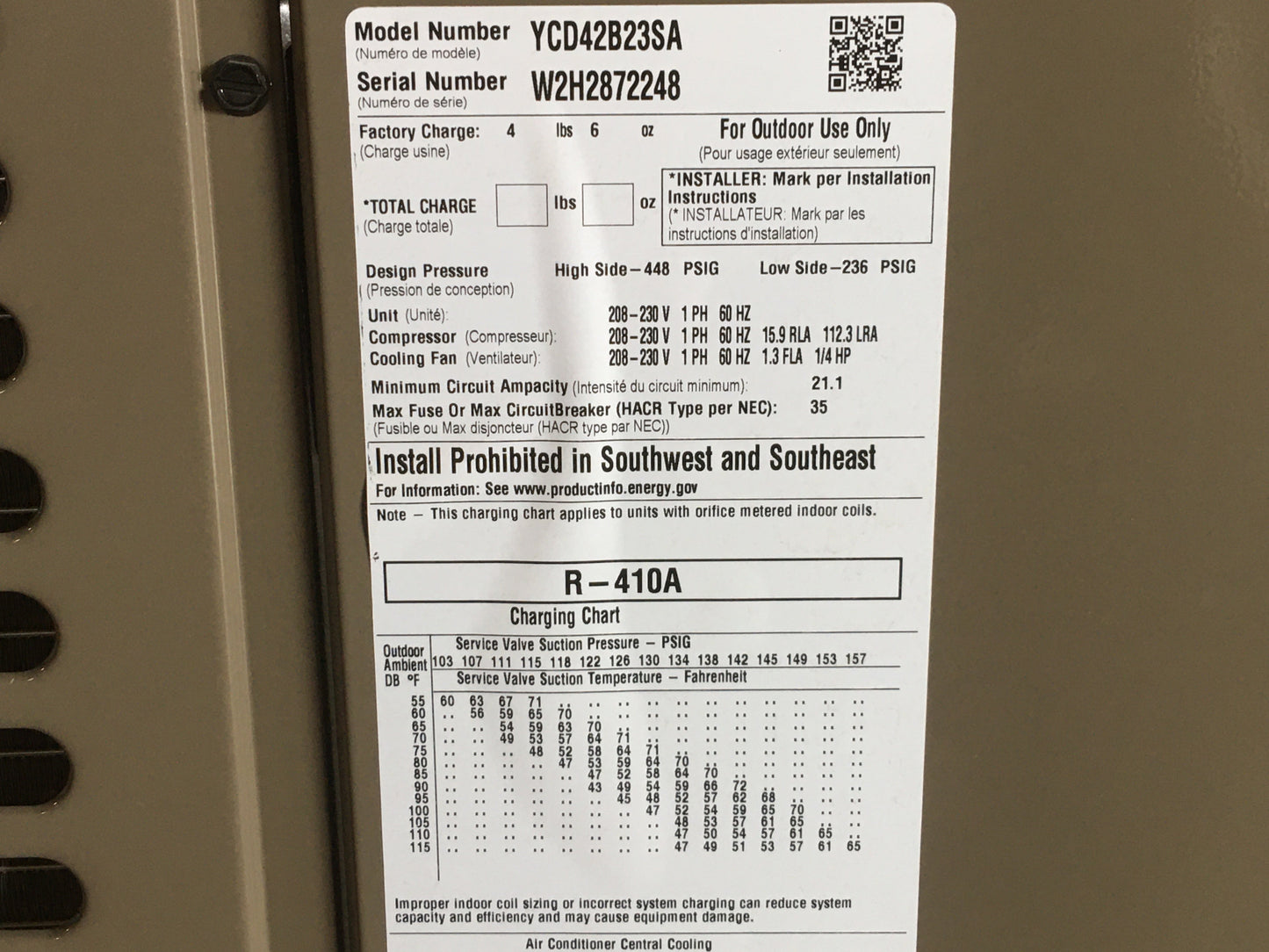 York International 3.5 Ton LX Series Split-System Air Conditioner - YCD42B23SA