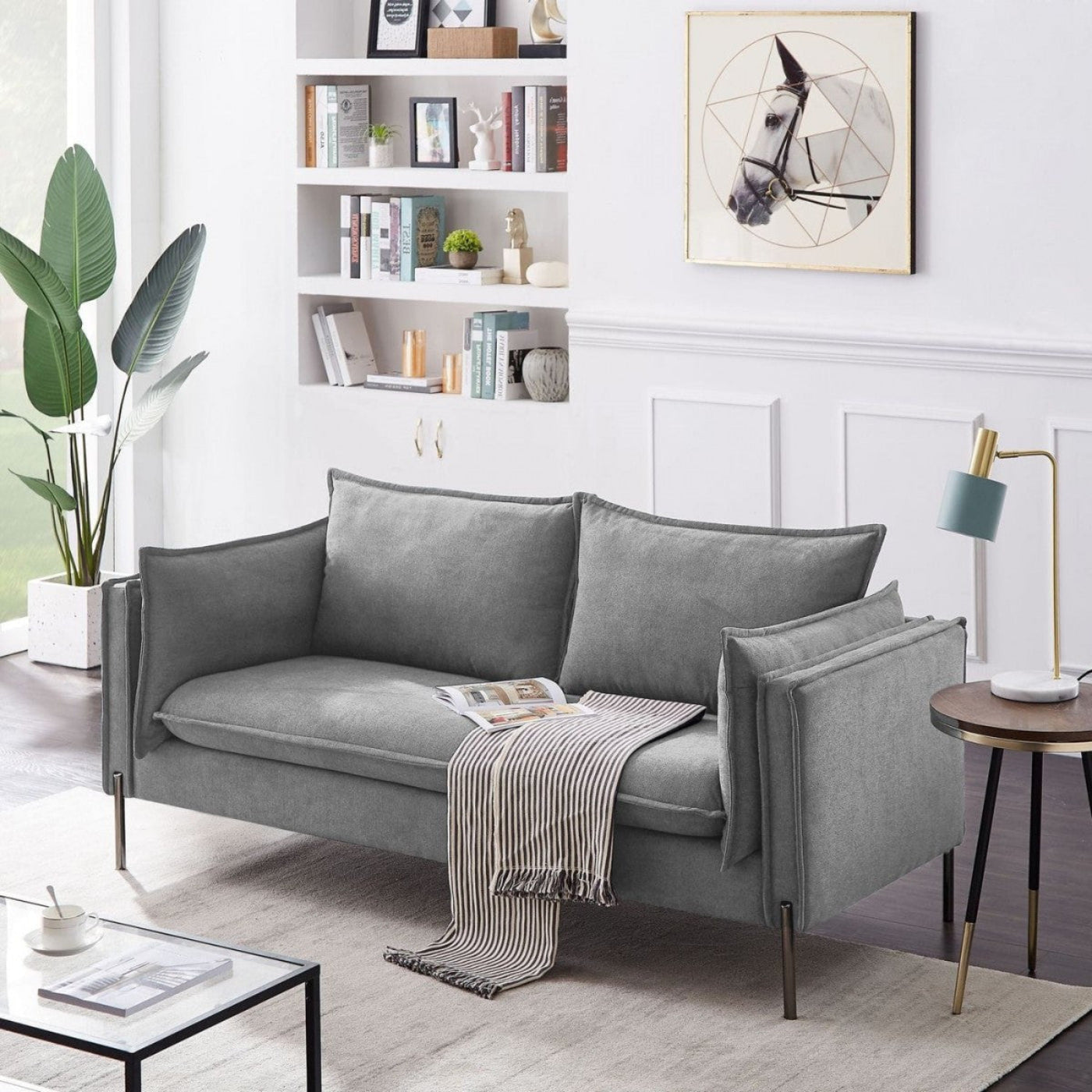 Modway Furniture 87" Gray Sofa with Stylish Black Legs - Contemporary Design, Comfortable Seating & Durable Upholstery - 480910-HOMEROOTS