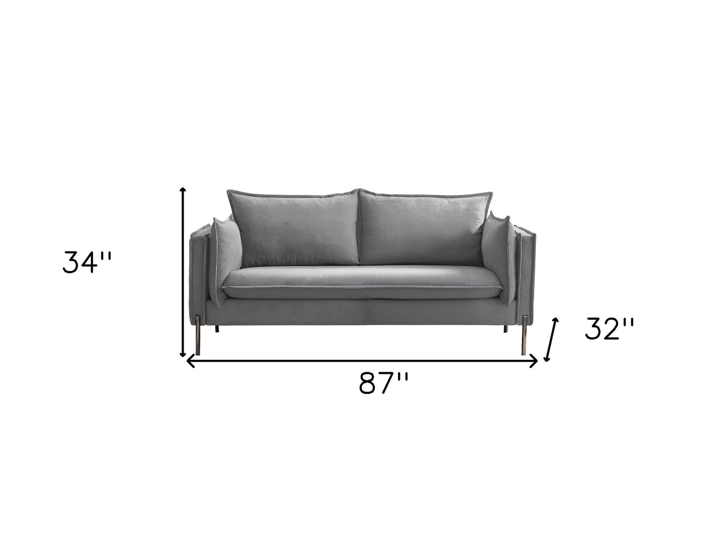 Modway Furniture 87" Gray Sofa with Stylish Black Legs - Contemporary Design, Comfortable Seating & Durable Upholstery - 480910-HOMEROOTS