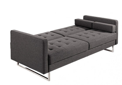 Modway Furniture 87" Gray Sleeper Sofa - Contemporary Design with Silver Legs, Soft Upholstery & Stylish Comfort - 480911-HOMEROOTS