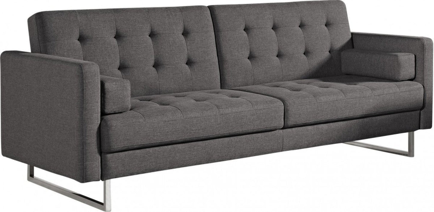 Modway Furniture 87" Gray Sleeper Sofa - Contemporary Design with Silver Legs, Soft Upholstery & Stylish Comfort - 480911-HOMEROOTS