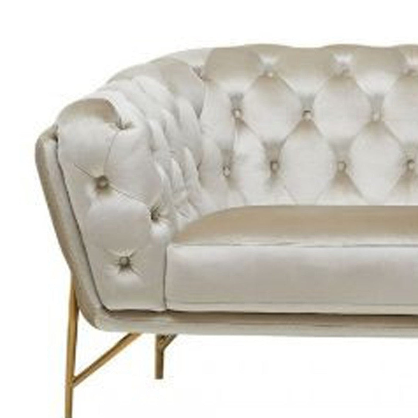 Modway Furniture 88" Beige Velvet Sofa with Gold Legs - Luxurious Comfort, Elegant Design & Tufted Detailing for Your Home - 488828-HOMEROOTS