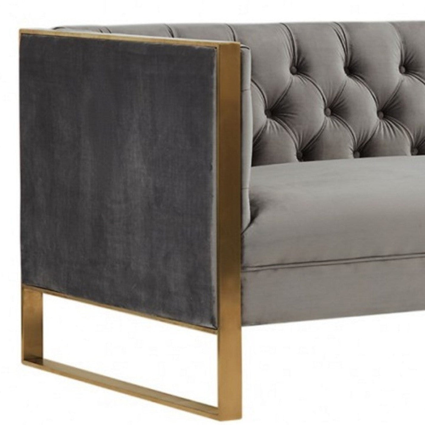 Modway Furniture 75" Gray Velvet Sofa with Elegant Gold Legs - Stylish Comfort, Contemporary Design, and Tufted Detail - 488841-HOMEROOTS