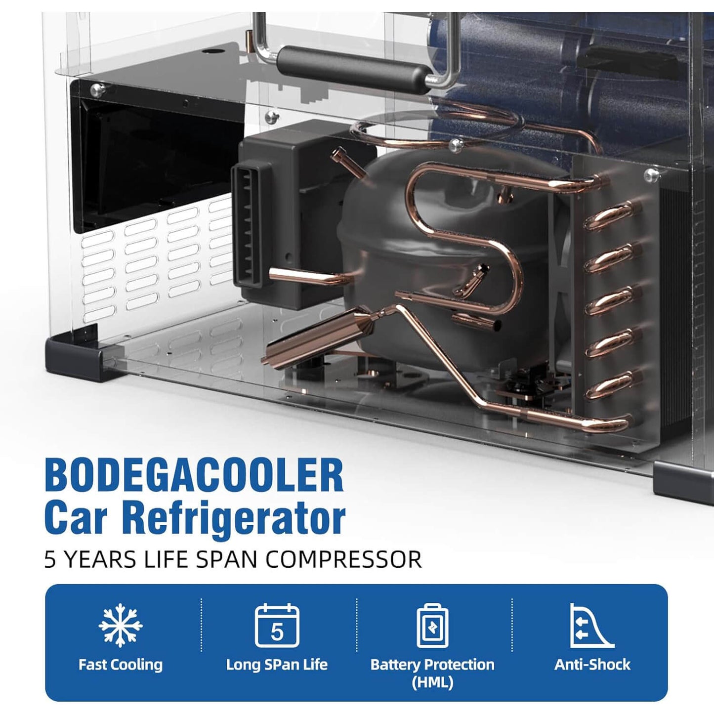 BODEGAcooler Portable Refridgerator 48Qt/45L with a Basket - BD45