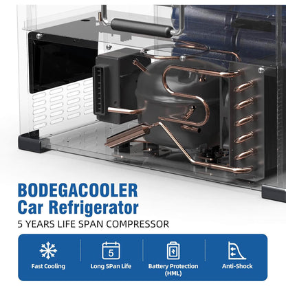 BODEGAcooler Portable Refridgerator 48Qt/45L with a Basket - BD45