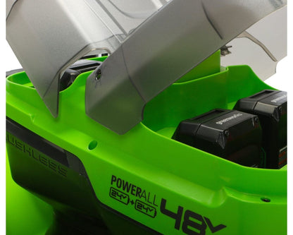 Greenworks 48V (2x24V) 21" Cordless Battery Self-Propelled Lawn Mower w/ (4) 4.0Ah USB Batteries & (2) Dual Port Chargers - 2532902