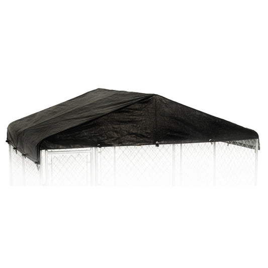 Lucky Dog 10' x 10' Chain Link Dog Kennel (2 Pack) & Waterproof Roof (2 Pack) - 174385