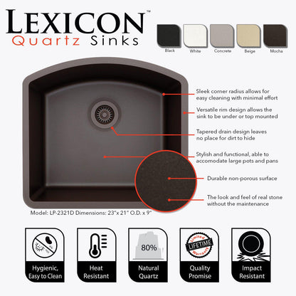 Lexicon D-Shaped Quartz Composite Kitchen Sink