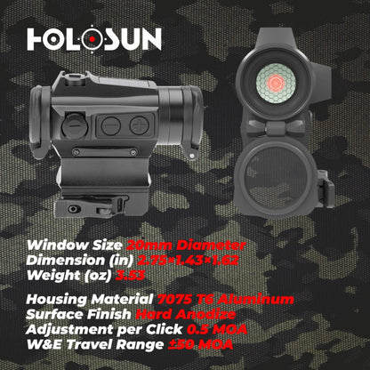 Holosun HS515CM Military Grade Micro Red Circle Dot Sight/Solar Panel/QD Mount Optics Lens Cleaning Pen, Extra Battery and Lens Cleaning Cloth Bundle - HS515CM_Towel_W4U-LCP_2032