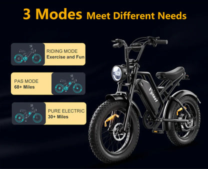 Vynxet Electric Bike for Adults 1500W Peak 48V 18Ah Ebike Removeable Battery Adult Electric Bicycles 60+Miles 32Mph Top Speed All Terrain Fair Tire Electric Bike G50