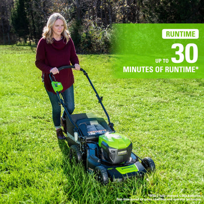 Greenworks 40V 20" Cordless Battery 3-in-1 Push Lawn Mower w/ 4.0Ah Battery & Charger - 2516302