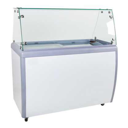 Chef AAA - FR-CN-0360-S, Commercial 50" Glass Door Ice Cream Dipping Chest Freezer and Sneeze Guard Display - FR-CN-0360-S