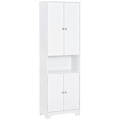 HomCom Tall Narrow Bathroom Storage Cabinet with Doors and Shelf Adjustability - B08BCH9T6H-1