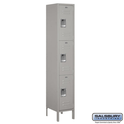 Salsbury 15" Wide Triple Tier Standard Metal Locker - 1 Wide - 153165GY-A