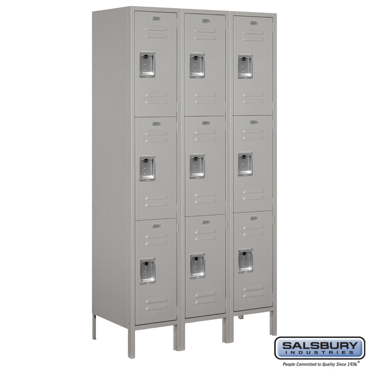 Salsbury 15" Wide Triple Tier Standard Metal Locker - 3 Wide - 53365GY-A