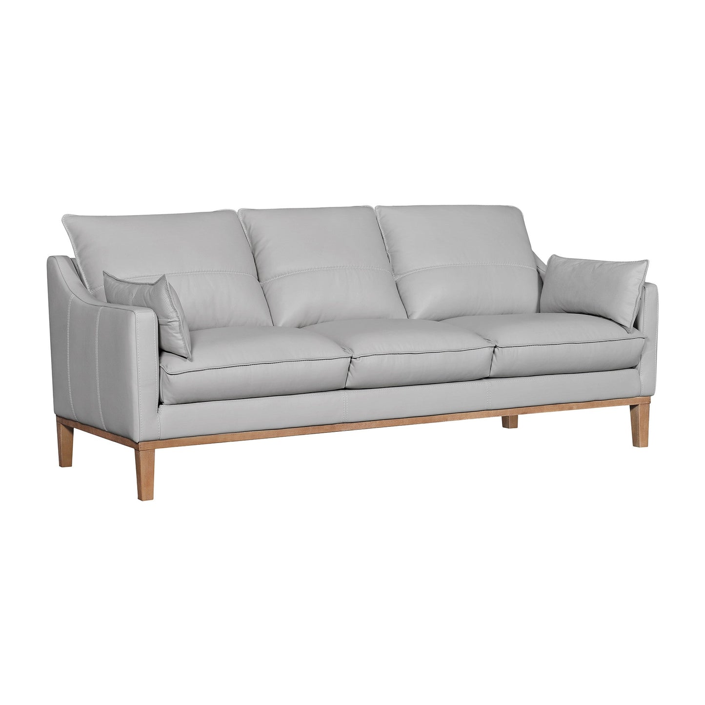 Modway Furniture 87" Gray Leather Sofa with Removable Cushions and Elegant Brown Legs for Luxurious Comfort -546408-HOMEROOTS