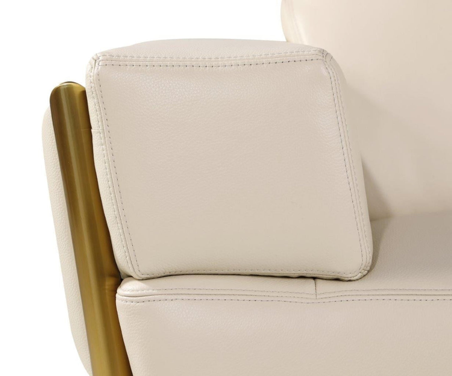 Modway Furniture 89" Beige and Gold Leather Sofa - Luxurious Italian Design with Tufted Stitching and Wide Arms - 551592-HOMEROOTS