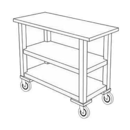 Forbes Industries 5527 16" Hardwood Service Cart - Solid Wood Square Legs - 5527