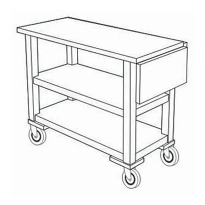Forbes Industries 5528 16" Hardwood Service Cart - Solid Wood Square Legs - 5528