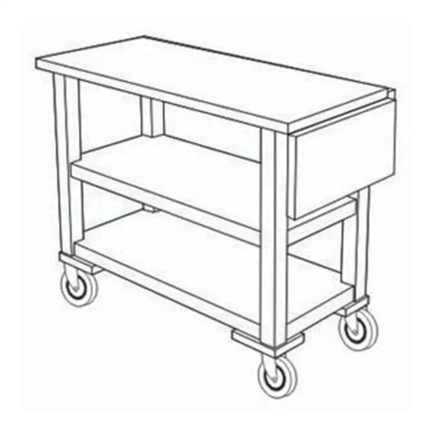Forbes Industries 5528 16" Hardwood Service Cart - Solid Wood Square Legs - 5528