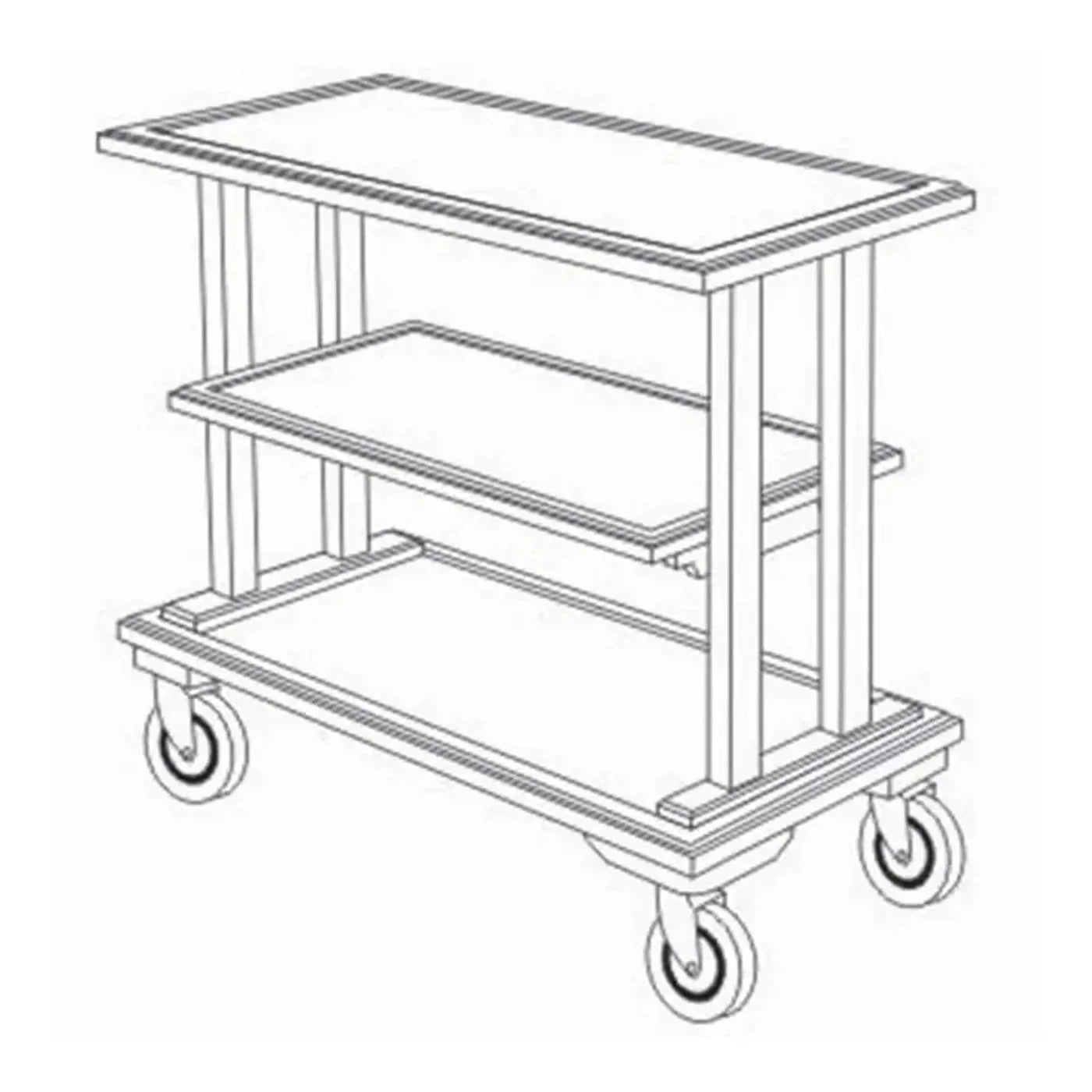 Forbes Industries 5534 18" Hardwood Service Cart - Open W/Solid Wood - 5534