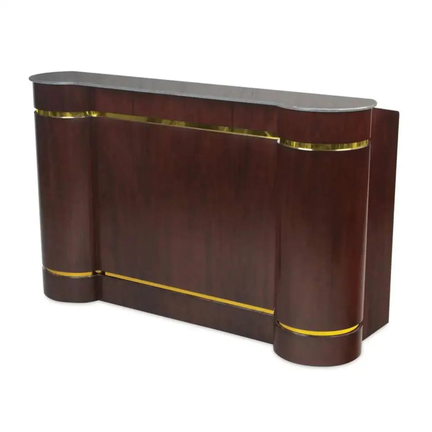 Forbes Industries 5765-6 28.5"Modern 6ft. Bar Cart - Wood Veneer, Brass Accents - 5765-6