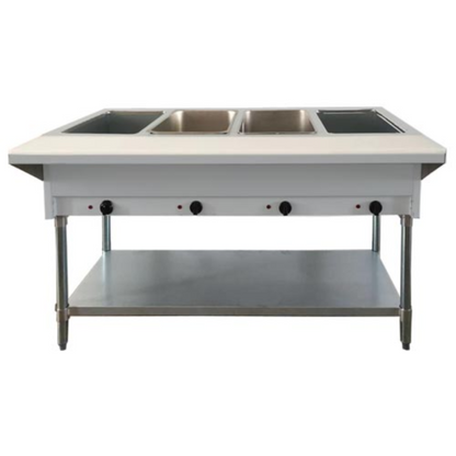 Chef AAA - FW-CN-0004-DH, Commercial 58" Electric Steam Table with 4 Pan Size Tray - FW-CN-0004-DH