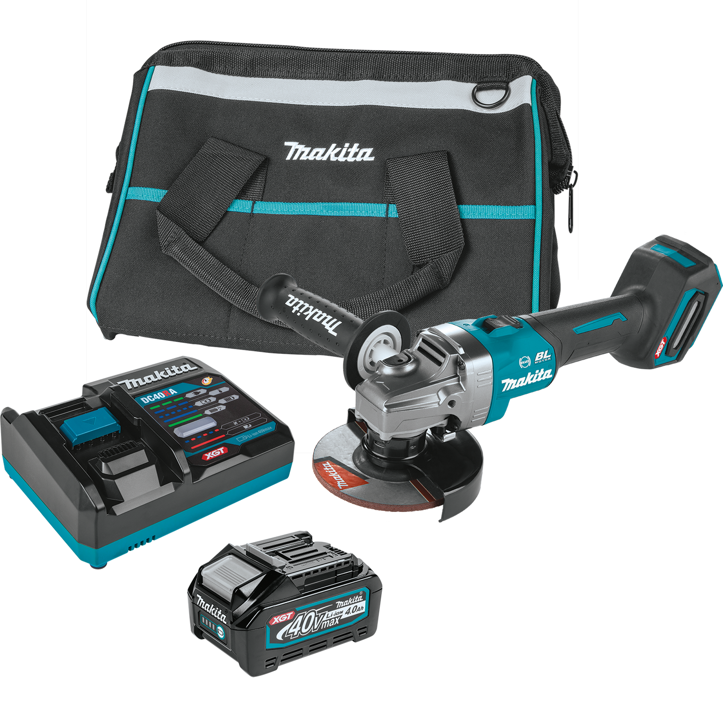 MAKITA 40V Max XGT GAG01M1 Brushless Cordless 4‑1/2” / 5" Angle Grinder Kit, with Electric Brake (4.0Ah) - GAG01M1