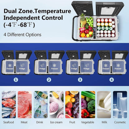 AOBOSI Portable Refrigerator on Wheels Dual Door Dual Zone 60qt/57L - J57