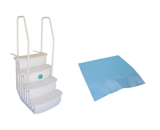 Main Access iStep Above Ground Swimming Pool Deck Entry Steps Ladder w/ Mat Pad - 59331