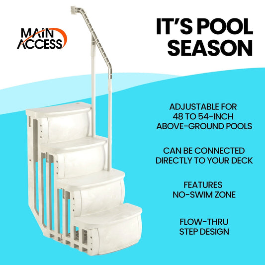 Main Access 200100T Above Ground Pool Ladder Steps w/ Mat Pad + 2 Sand Weights - 59341
