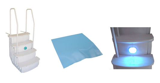 Main Access iStep Above Ground Pool Entry Steps Ladder w/ Mat Pad + LED Light - 59346