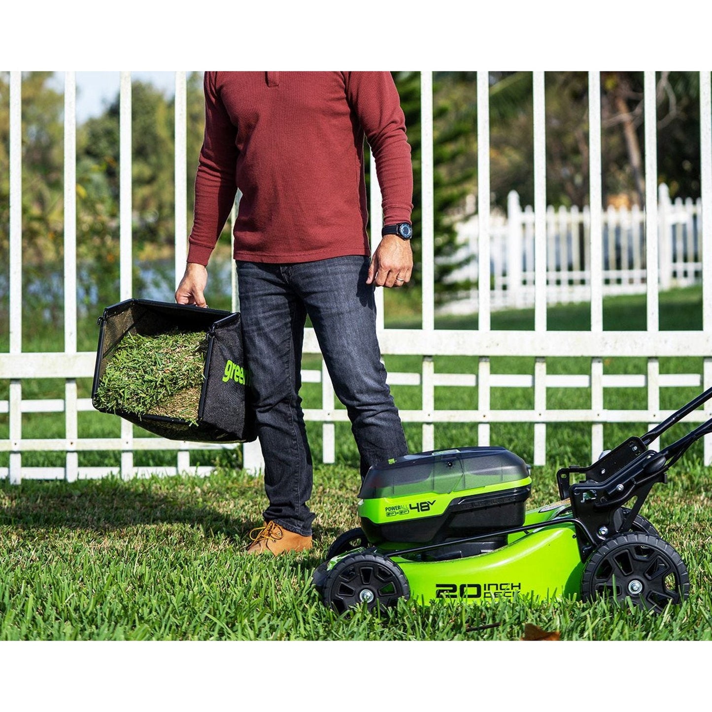 Greenworks 48V (2x24V) 20" Cordless Battery Push Mower w/ (2) 4.0Ah USB Batteries & Charger - 2532802